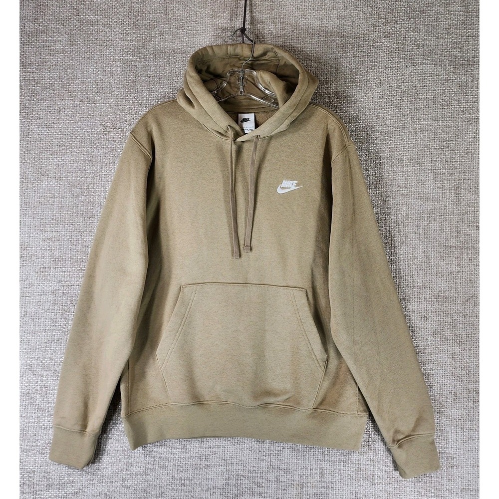 Nike NSW Club‎ Fleece Pullover Hoodie Mens M Cement Beige BV2654-247 NEW